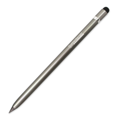 Close-up of the EndlessGrafiteDeLuxe graphite pencil in titanium, featuring a visible special metal tip and eraser